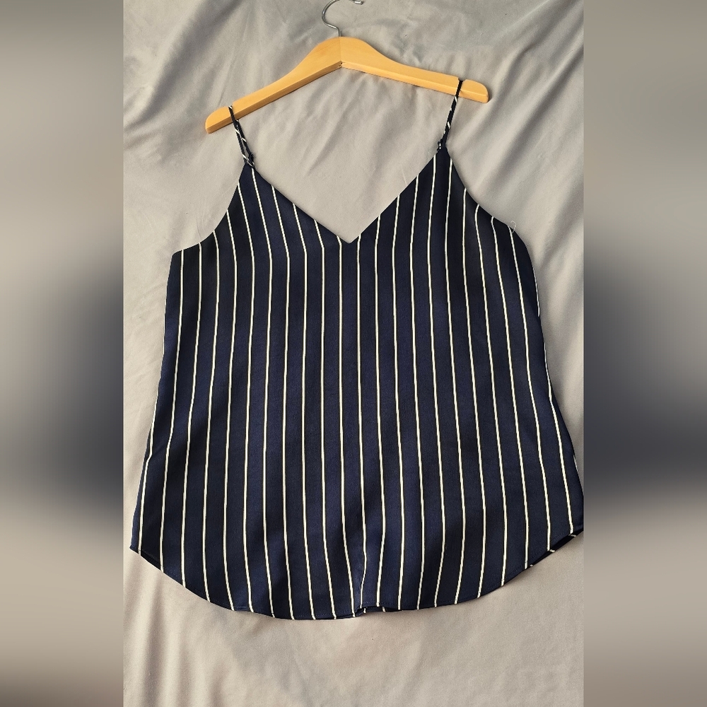 Express Navy and White Striped V Neck Tank Top Women's Size XS